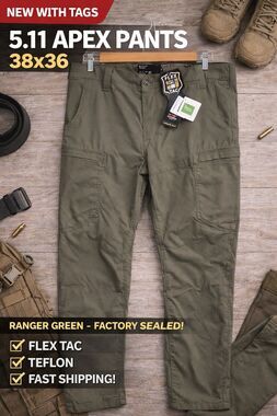 5.11 Tactical Apex Pants 38x36 Ranger Green Flex Tac Teflon NWT Mens 74434